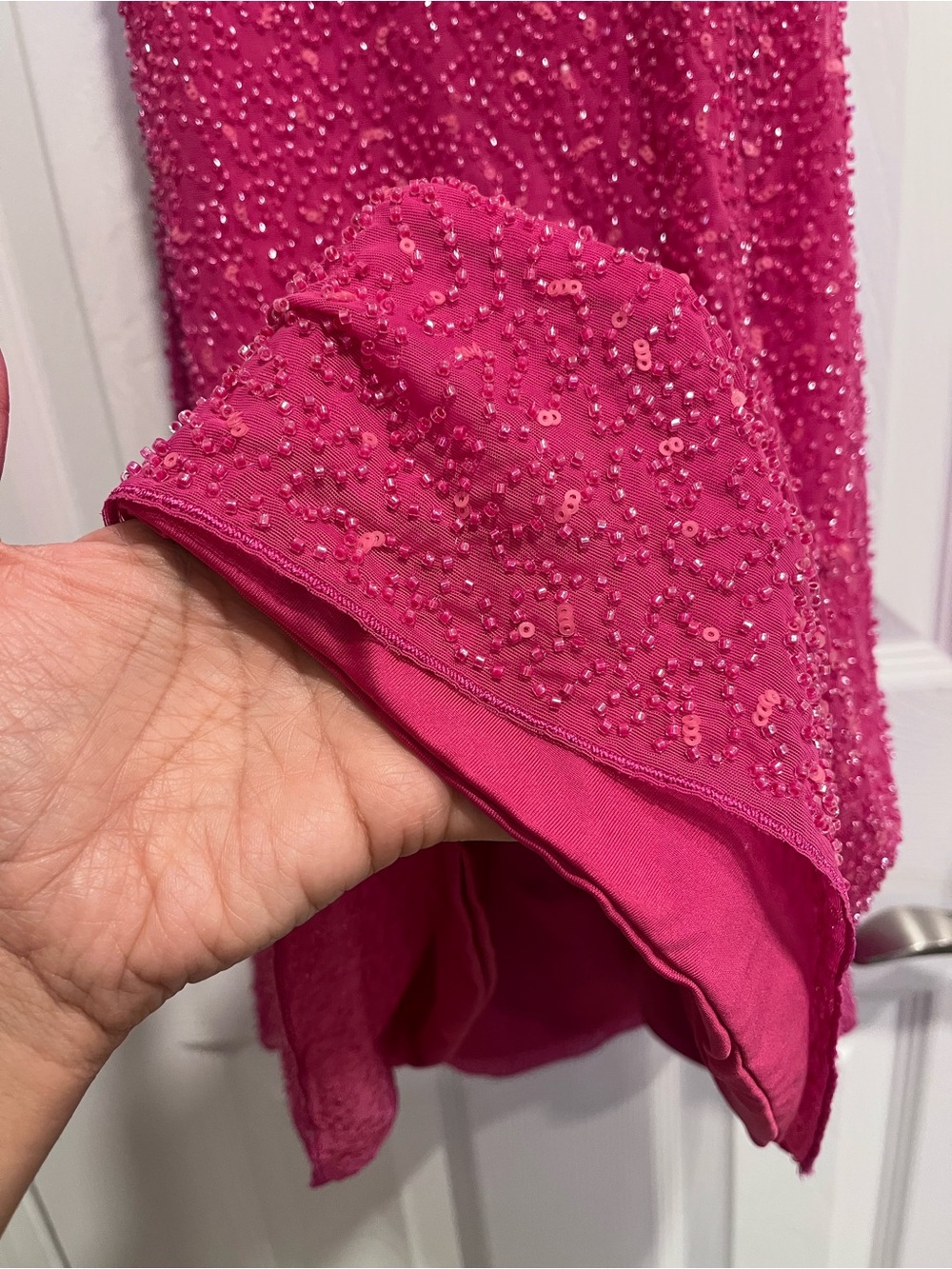 Oh Polly Emilion Embellished Cut Out Mini Beaded Dress Fuschia Hot Pink Size 6 - Picture 4 of 8
